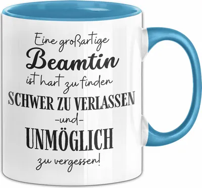 Produktbild von Beamtin Abschied Geschenk Tasse Abschiedsgeschenk für Beamtin Hart Zu Finden Schwer Zu Verlassen (Blau)
