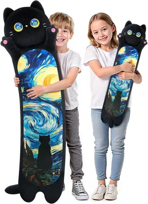 Produktbild von Mewaii 130CM Kuscheltier Kawaii Langes Katzen Plüsch Kissen Schwarze Katze Stofftiere Plüschtier Ausgestopftes Tier Spielzeug Kuschelkissen Geschenk