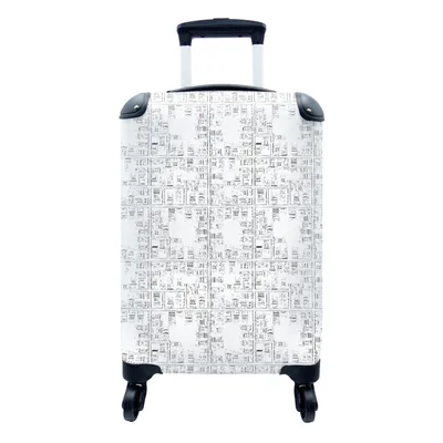 Produktbild von MuchoWow® Koffer Handgepäck Trolley Rollkoffer Kleine Reisekoffer mit 4 Rollen - Stadtplan - Muster - Schwarz und weiß - Cabin Size < 55x40x23 cm & 55x40x20 cm - Fotokoffer - Kabinenkoffer - Boardgepäck - Reise-Box - Reisekoffer - Reisegepäck - Koffer mit Bild - Trolley für Kinder