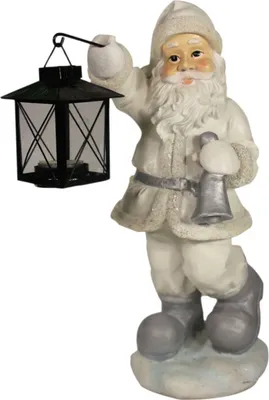 Produktbild von Weihnachtsmann Figur mit Teelichthalterung weiß silber Weihnachts Dekoration