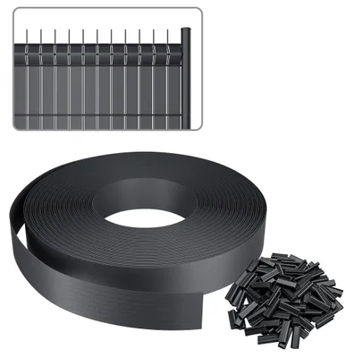 Produktbild von QEENTOE PVC Sichtschutzstreifen, Sichtschutz Zaun 5cmx65m inkl 120 Clips Zaunblende für Doppelstabmattenzaun & Stabmattenzaun, Anthrazit