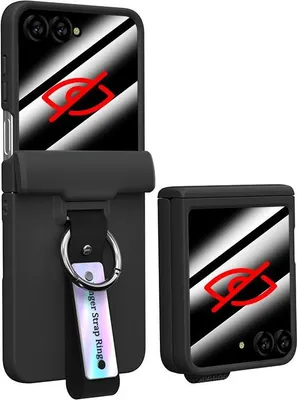 Obrázek produktu pro Pouzdro pro Samsung Galaxy Z Flip 6 / Z Flip 7 FE Tvrdé PC kryt ochranou pantu, vestavěným popruhem s kroužkem a ochranou předního displeje černé