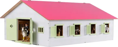 Obrázok produktu pre Detský glóbus Farming Konská stajňa so 7 boxmi 1:24 ružová 610189