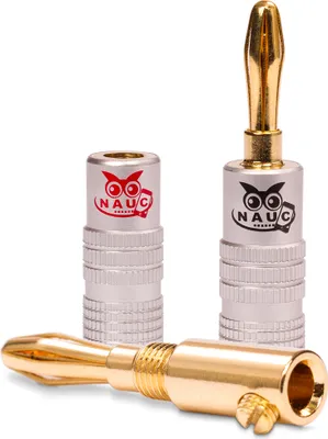 Produktbild von NAUC Bananenstecker 4mm schraubbar vergoldet 2x Stecker für Lautsprecherkabel