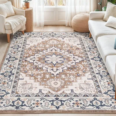 Vintage Teppich Braun 160x230 cm, kurzflorig, waschbar