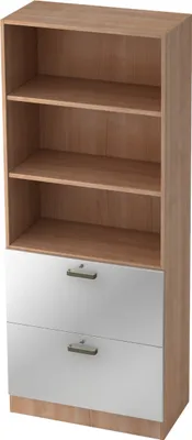 Produktbild von bümö office Hängeregister Kombi - 2 Schübe - Griff: Streifengriff (Kunststoff), Nachbildung: Nussbaum/Silber
