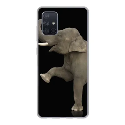 Produktbild von MuchoWow® Handyhülle Schutzhülle Hülle für Samsung Galaxy A51 Elefant - Tiere - Schwarz - Porträt Silikon Softcase Handy Hülle - Schutzabdeckung
