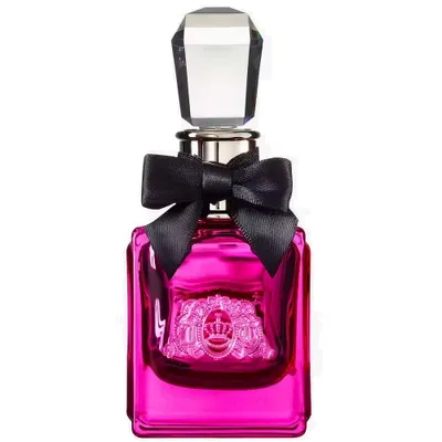 A studio shot of a Juicy Couture Viva La Juicy Noir Eau de Parfum bottle.