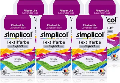 Produktbild von Simplicol Textilfarbe expert Flieder-Lila 150g - Farbe zum Färben (6er Pack)