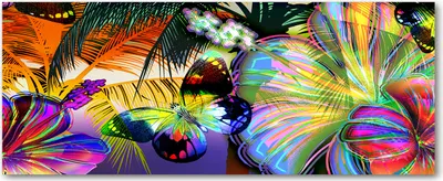 Produktbild von Tulup® Glas-Bild Wandbild aus Glas - 125x50 - Wandkunst - Wandbild hinter gehärtetem Sicherheitsglas - Dekorative Wand für Küche & Wohnzimmer  - Blumen & Pflanzen - Blumen Schmetterling - Mehrfarbig