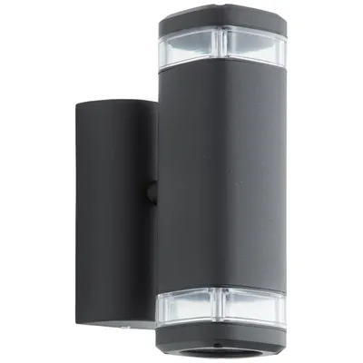 Image de BRILLIANT Applique murale d'extérieur noire JANDY | Up/Down Light | dimmable avec ampoule adaptée | 2x GU10 douille max. 18W | métal/verre | IP44