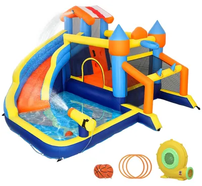 Immagine prodotto di Castello gonfiabile 8-in-1 con scivolo e piscina | Colore: Multicolore | Dimensioni: 325x350x210 cm