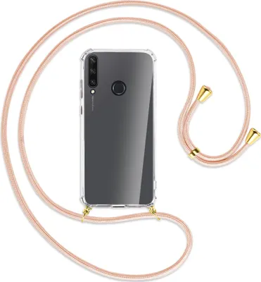 Produktbild von Handykette Backcover-Schutzhülle mit Band (Metall goldfarben) für Huawei Y6p - rose peach