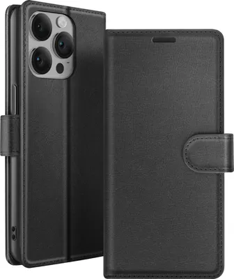 Zdjęcie produktu dla Zanaé, etui z klapką na iPhone'a 14 Pro z magnetycznym zamknięciem i kieszeniami na karty, czarne