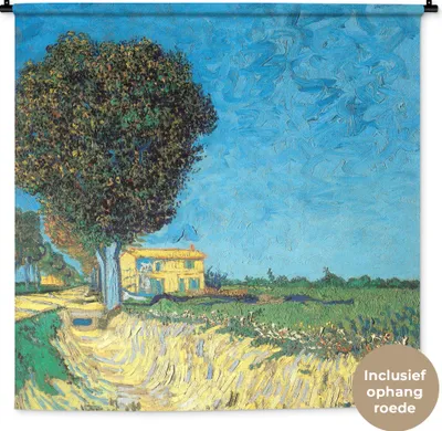 Produktbild von MuchoWow® Wandteppich Wandbehang Die Allee bei Arles - Vincent van Gogh 120x120 cm Tapisserie Dekoration Wandtuch - Modern - Baumwollgewebe