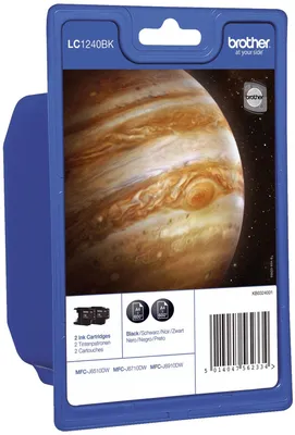 Produktbild von Brother LC-1240BKBP2, Standardertrag, Schwarz, Tinte auf Pigmentbasis, 600 Seiten, Multipack