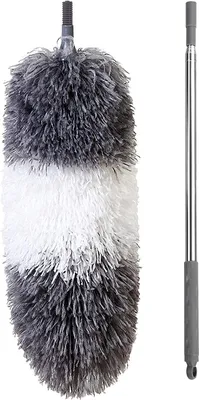 Produktbild von Staubwedel,Teleskop,Waschbar,,Edelstahl,Teleskop,Stange,und,Verbiegbare,Eckbesen,,Mikrofasern,Staubwischer,Extra,Lang,Bis,245CM,Besen,Lang,ausziehbar,für,Decken,Spinnweben,(Grau)
