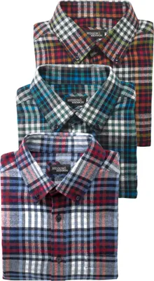 Produktbild von HENSON&HENSON 3er Pack Herren Karo-Flanellhemden, wärmend aus reiner Baumwolle