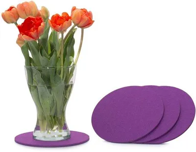 Obrázek produktu pro Fialové podložky pod sklenice z plsti, 20 cm, balení po 4 kusech
