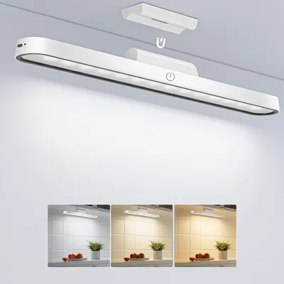 Produktbild von OKWISH 33CM Led Unterbauleuchte Lichtleiste Mit Bewegungsmelder Kabellos USB Wiederaufladbare 3 Lichtfarbe Dimmbare Sensor Schrankleuchten, Weiß