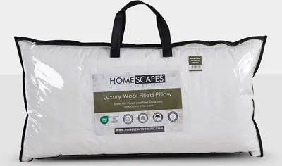 Produktbild von HOMESCAPES Schafwollkissen 40 x 80 cm - mittelweiches Kopfkissen mit Wollfüllung & wattiertem Bezug