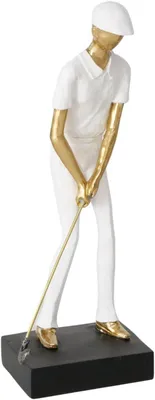 Produktbild von MF Dekorative Golfer-Skulptur, 28,5 cm, Weiß und Gold, Kunstharz