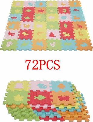 Produktbild von WYCTIN 72tlg. Puzzlematte Spielmatte  Bodenmatte Spielteppich Kinderteppich Bodenmatte EVA Schaumstoff Matte Tier