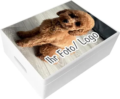 Produktbild von Creative Deco Aufbewahrungsbox Wunschbild | Personalisierte Holzkiste mit Griffen Weiß