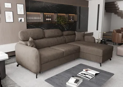Produktbild von AX LIVING Ecksofa mit Schlaffunktion Ribella 5 L-Form 265 cm, Samt in Braun Rechts