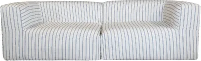 Produktbild von Casa Padrino Luxus Wohnzimmer Sofa mit Streifen Weiß / Blau 250 cm