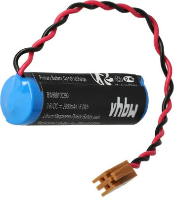 Produktbild von vhbw Batterie Ersatz für Toshiba ER6V, JAE2P für PLC Programmable Logic Controller (2000 mAh, 3,6 V, Li-MnO2)