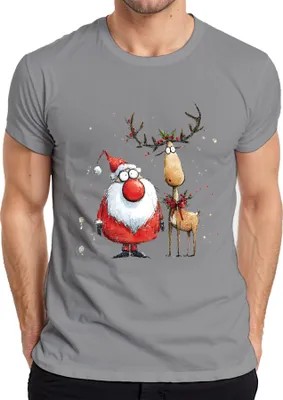 Produktbild von Weihnachtsmann Rentier lustig rote Nase Weihnachten Geschenk Herren T-Shirt, Grau, 3XL