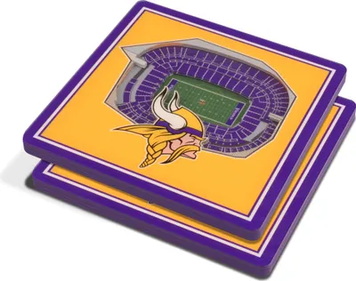 Immagine prodotto di NFL Minnesota Vikings Set di 2 sottobicchieri Set di sottobicchieri Vista stadio 3-D Stadio