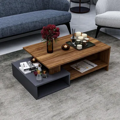 Image de HOMIDEA Dux : Table basse, table de salon, table d'appoint avec espace de rangement. Design moderne (anthracite - Briarsmoke)
