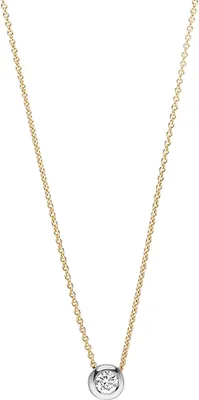 Produktbild von Solitär Collier Ankerkette Diamant Brillant 750 Gold Gelbgold Weißgold 42-45cm