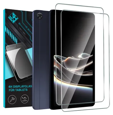 A product shot featuring packaging and the product itself, with protective screen covers prominently displayed.