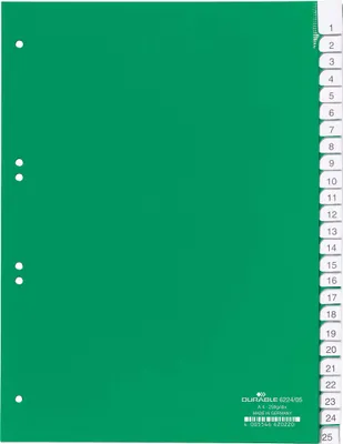 Produktbild von DURABLE Register A4 25-tlg. mit Deckblatt PP, 622405 grün