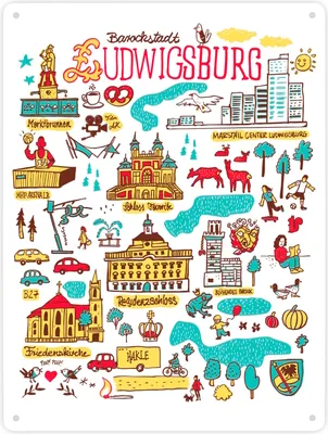 Produktbild von Ludwigsburg Wimmelbild Metallschild XXL in 28x38 cm