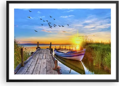 Produktbild von Gerahmtes Poster - Schwarzer Rahmen - See Boot Wasser - 70x50 cm - Wand Bild - Wanddeko - Wandbilder - Kunstposter - Wandposter - Bilderrahmen - Bilder - Kunstdruck - Wandbild - P2BAA70x50-3983