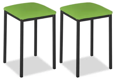 Image de Chaise de cuisine ASTIMESA en métal avec dossier ouvert, revêtue de similicuir, de couleur verte