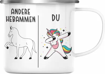 Produktbild von Trendation - Best Hebamme Emaille Tasse Spruch Geschenk Dankeschön Hebamme Danke (Silber)