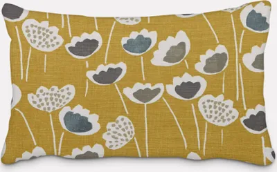 Produktbild von SCHÖNER LEBEN. Kissenhülle Clara Saffron Blumen senfgelb ocker blau g Größe 60x80cm (HxB) 60x80cm (HxB) Größe