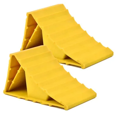 Image de Cales de roues pour automobile, lot de 2. Cales en plastique pour freiner les voitures, les remorques et les camping-cars