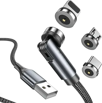Image de Câble magnétique 3-en-1 SiGN à 360° : Lightning, USB-C, Micro-USB, 2,4 A - Noir