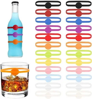 Obrázok produktu pre Farebné silikónové značky na poháre na víno a fľaše