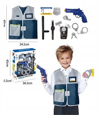 Obrázok produktu pre Malý policajný kostým pre deti, vesta a policajné doplnky