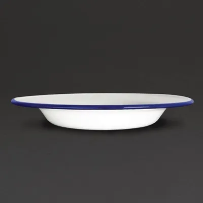6 Emaille Suppenteller 245 mm Ø, 1 l, Retro Blau-Weiß