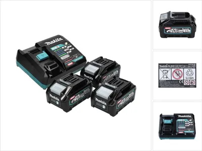 Produktbild von Makita Power Source Kit 40 V max. mit 3x BL 4040 Akku 4,0 Ah XGT ( 3x 191B26-6 ) + DC 40 RA Schnell Ladegerät XGT LXT ( 191E07-8 )
