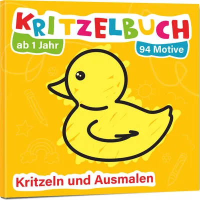 Produktbild von Mein erstes Kritzelbuch ab 1 Jahr: über 94 große Motive - für Jungs und Mädchen - Ausmalbuch - Ausmalen und kritzeln mit Spielzeug, Tiere, Fahrzeuge, Obst, Gegenstände und vieles mehr