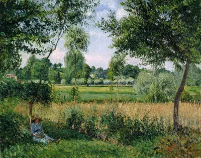 Produktbild von Legendarte - Kunstdruck auf Leinwand - Morgen, Sonnenlichteffekt, Eragny - Camille Pissarro - Wanddeko, Canvas cm. 60x80
